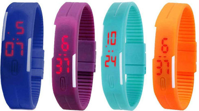 NS18 Silicone Led Magnet Band Combo of 4 Blue, Purple, Sky Blue And Orange Watch - For Boys & Girls
NS18 Silicone Led Magnet Band Combo of 4 Blue, Purple, Sky Blue And Orange Watch - For Boys & Girls