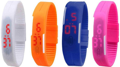 NS18 Silicone Led Magnet Band Combo of 4 White, Orange, Blue And Pink Watch - For Boys & Girls
NS18 Silicone Led Magnet Band Combo of 4 White, Orange, Blue And Pink Watch - For Boys & Girls