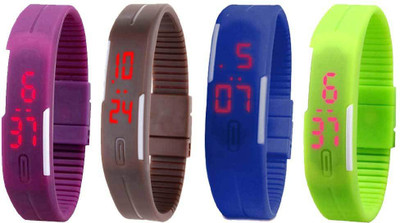 Kissu Led Magnet Band Combo of 4 Purple, Brown, Blue And Green Watch - For Men & Women
Kissu Led Magnet Band Combo of 4 Purple, Brown, Blue And Green Watch - For Men & Women
