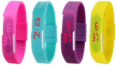 Kissu Led Magnet Band Combo of 4 Pink, Sky Blue, Purple And Yellow Watch - For Men & Women
Kissu Led Magnet Band Combo of 4 Pink, Sky Blue, Purple And Yellow Watch - For Men & Women