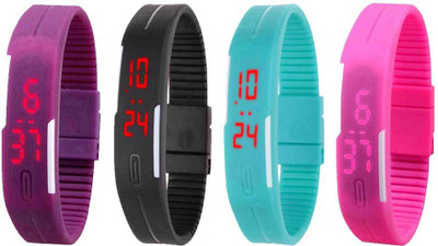 NS18 Silicone Led Magnet Band Watch Combo of 4 Purple, Black, Sky Blue And Pink Watch - For Couple
NS18 Silicone Led Magnet Band Watch Combo of 4 Purple, Black, Sky Blue And Pink Watch - For Couple