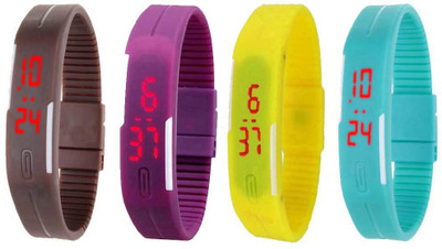 Kissu Led Magnet Band Combo of 4 Brown, Purple, Yellow And Sky Blue Watch - For Men & Women
Kissu Led Magnet Band Combo of 4 Brown, Purple, Yellow And Sky Blue Watch - For Men & Women