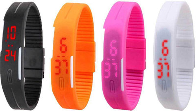 NS18 Silicone Led Magnet Band Combo of 4 Black, Orange, Pink And White Watch - For Boys & Girls
NS18 Silicone Led Magnet Band Combo of 4 Black, Orange, Pink And White Watch - For Boys & Girls