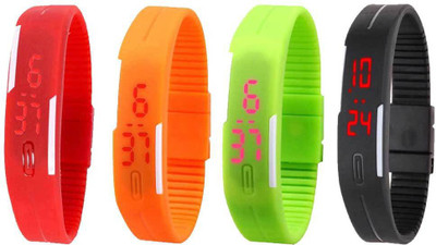 NS18 Silicone Led Magnet Band Combo of 4 Red, Orange, Green And Black Watch - For Boys & Girls
NS18 Silicone Led Magnet Band Combo of 4 Red, Orange, Green And Black Watch - For Boys & Girls