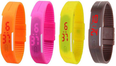 NS18 Silicone Led Magnet Band Combo of 4 Orange, Pink, Yellow And Brown Watch - For Boys & Girls
NS18 Silicone Led Magnet Band Combo of 4 Orange, Pink, Yellow And Brown Watch - For Boys & Girls