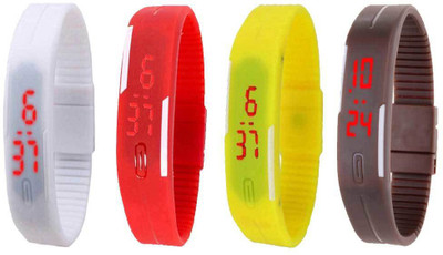 Kissu Led Magnet Band Combo of 4 White, Red, Yellow And Brown Watch - For Men & Women
Kissu Led Magnet Band Combo of 4 White, Red, Yellow And Brown Watch - For Men & Women