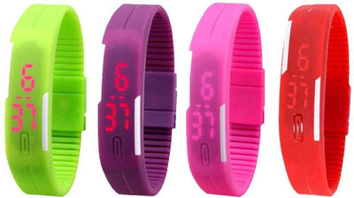 Kissu Led Magnet Band Combo of 4 Green, Purple, Pink And Red Watch - For Men & Women
Kissu Led Magnet Band Combo of 4 Green, Purple, Pink And Red Watch - For Men & Women