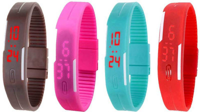 NS18 Silicone Led Magnet Band Watch Combo of 4 Brown, Pink, Sky Blue And Red Watch - For Couple
NS18 Silicone Led Magnet Band Watch Combo of 4 Brown, Pink, Sky Blue And Red Watch - For Couple