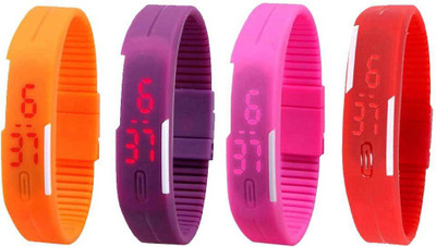 Kissu Led Magnet Band Combo of 4 Orange, Purple, Pink And Red Watch - For Men & Women
Kissu Led Magnet Band Combo of 4 Orange, Purple, Pink And Red Watch - For Men & Women