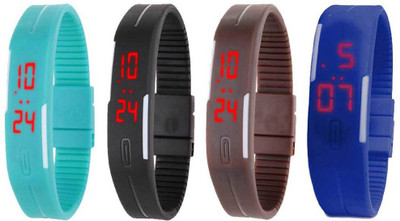 NS18 Silicone Led Magnet Band Combo of 4 Sky Blue, Black, Brown And Blue Watch - For Boys & Girls
NS18 Silicone Led Magnet Band Combo of 4 Sky Blue, Black, Brown And Blue Watch - For Boys & Girls