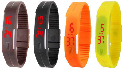 Kissu Led Magnet Band Combo of 4 Brown, Black, Orange And Yellow Watch - For Men & Women
Kissu Led Magnet Band Combo of 4 Brown, Black, Orange And Yellow Watch - For Men & Women