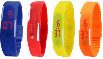 NS18 Silicone Led Magnet Band Combo of 4 Blue, Red, Yellow And Orange Watch - For Boys & Girls
NS18 Silicone Led Magnet Band Combo of 4 Blue, Red, Yellow And Orange Watch - For Boys & Girls
