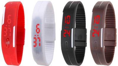 NS18 Silicone Led Magnet Band Combo of 4 Red, White, Black And Brown Watch - For Boys & Girls
NS18 Silicone Led Magnet Band Combo of 4 Red, White, Black And Brown Watch - For Boys & Girls