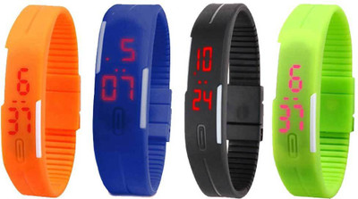 NS18 Silicone Led Magnet Band Combo of 4 Orange, Blue, Black And Green Watch - For Boys & Girls
NS18 Silicone Led Magnet Band Combo of 4 Orange, Blue, Black And Green Watch - For Boys & Girls