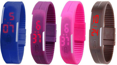 NS18 Silicone Led Magnet Band Combo of 4 Blue, Purple, Pink And Brown Watch - For Boys & Girls
NS18 Silicone Led Magnet Band Combo of 4 Blue, Purple, Pink And Brown Watch - For Boys & Girls