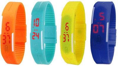 Kissu Led Magnet Band Combo of 4 Orange, Sky Blue, Yellow And Blue Watch - For Men & Women
Kissu Led Magnet Band Combo of 4 Orange, Sky Blue, Yellow And Blue Watch - For Men & Women