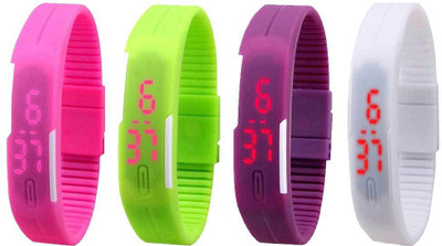 NS18 Silicone Led Magnet Band Combo of 4 Pink, Green, Purple And White Watch - For Boys & Girls
NS18 Silicone Led Magnet Band Combo of 4 Pink, Green, Purple And White Watch - For Boys & Girls