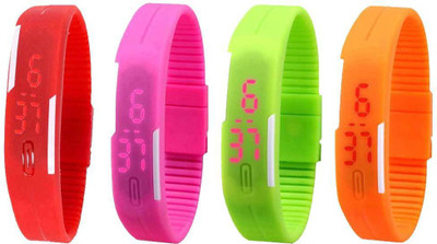 NS18 Silicone Led Magnet Band Combo of 4 Red, Pink, Green And Orange Watch - For Boys & Girls
NS18 Silicone Led Magnet Band Combo of 4 Red, Pink, Green And Orange Watch - For Boys & Girls