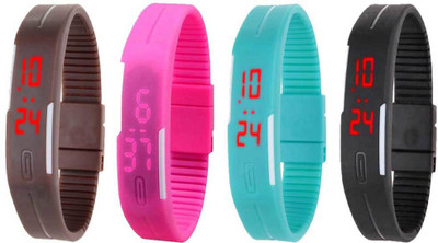 NS18 Silicone Led Magnet Band Combo of 4 Brown, Pink, Sky Blue And Black Watch - For Boys & Girls
NS18 Silicone Led Magnet Band Combo of 4 Brown, Pink, Sky Blue And Black Watch - For Boys & Girls