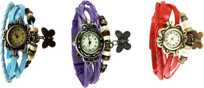Kissu Vintage Rakhi Watch Combo of 3 Sky Blue, Purple And Red Watch - For Women
Kissu Vintage Rakhi Watch Combo of 3 Sky Blue, Purple And Red Watch - For Women