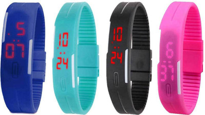 Kissu Led Magnet Band Combo of 4 Blue, Sky Blue, Black And Pink Watch - For Men & Women
Kissu Led Magnet Band Combo of 4 Blue, Sky Blue, Black And Pink Watch - For Men & Women