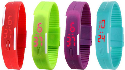 Kissu Led Magnet Band Combo of 4 Red, Green, Purple And Sky Blue Watch - For Men & Women
Kissu Led Magnet Band Combo of 4 Red, Green, Purple And Sky Blue Watch - For Men & Women