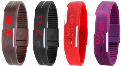 Kissu Led Magnet Band Combo of 4 Brown, Black, Red And Purple Watch - For Men & Women
Kissu Led Magnet Band Combo of 4 Brown, Black, Red And Purple Watch - For Men & Women