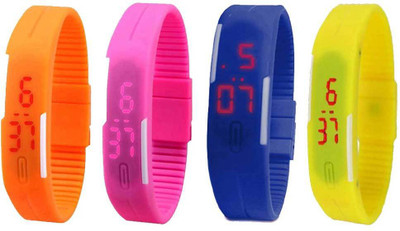 Kissu Led Magnet Band Combo of 4 Orange, Pink, Blue And Yellow Watch - For Men & Women
Kissu Led Magnet Band Combo of 4 Orange, Pink, Blue And Yellow Watch - For Men & Women