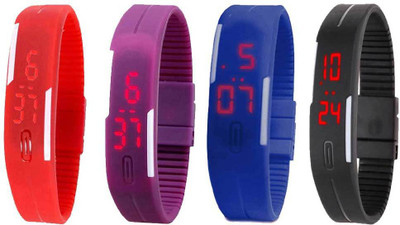 Kissu Led Magnet Band Combo of 4 Red, Purple, Blue And Black Watch - For Men & Women
Kissu Led Magnet Band Combo of 4 Red, Purple, Blue And Black Watch - For Men & Women