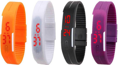 Kissu Led Magnet Band Combo of 4 Orange, White, Black And Purple Watch - For Men & Women
Kissu Led Magnet Band Combo of 4 Orange, White, Black And Purple Watch - For Men & Women