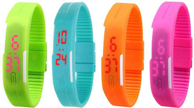 Kissu Led Magnet Band Combo of 4 Green, Sky Blue, Orange And Pink Watch - For Men & Women
Kissu Led Magnet Band Combo of 4 Green, Sky Blue, Orange And Pink Watch - For Men & Women