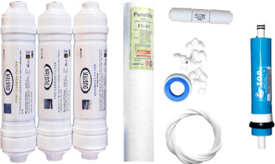 Duster 1 Year RO service Kit with Inline set, C-TOP 80 GPD membrane, Spun and Other Accessories Solid Filter Cartridge(0.001, Pack of 9)
Duster 1 Year RO service Kit with Inline set, C-TOP 80 GPD membrane, Spun and Other Accessories Solid Filter Cartridge(0.001, Pack of 9)
