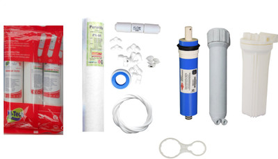Hi Tech 1 Year RO Service Kit with Inline set, Filmtec Dow 75 GPD membrane, Bowl, MH, Spun and Other Accessories Solid Filter Cartridge(0.001, Pack of 10)
Hi Tech 1 Year RO Service Kit with Inline set, Filmtec Dow 75 GPD membrane, Bowl, MH, Spun and Other Accessories Solid Filter Cartridge(0.001, Pack of 10)