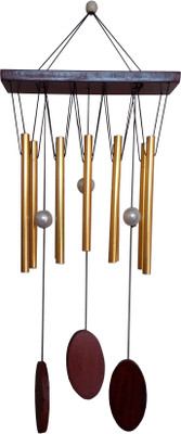 Fabionic Aluminium, Wooden Windchime(19.5 inch, Gold)
