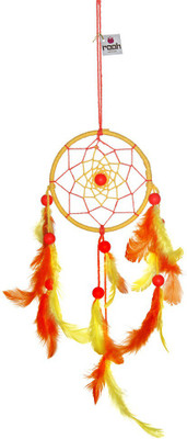 Rooh dream catcher Wool Windchime(12 inch, Yellow)