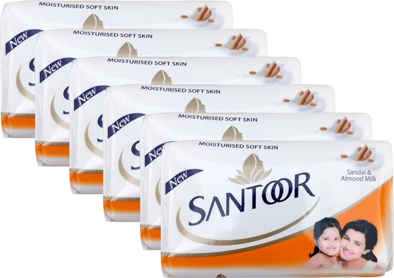 Santoor Sandal & Almond Milk(6 x 150 g)