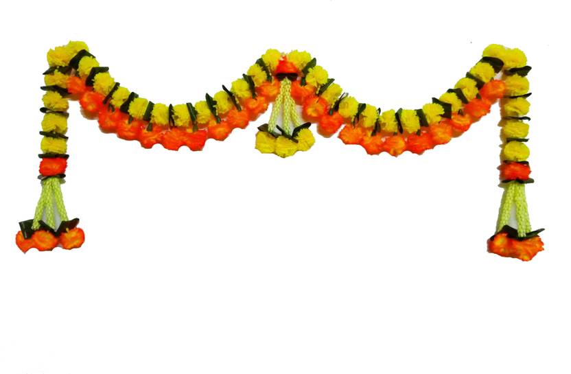 Afarza Artificiall Flower Toran Garland Of Marriegold N Mango Leaves Afarza Artificiall Flower Toran Garland Of Marriegold N Mango Leaves For Home Decoration Main Door Hanging