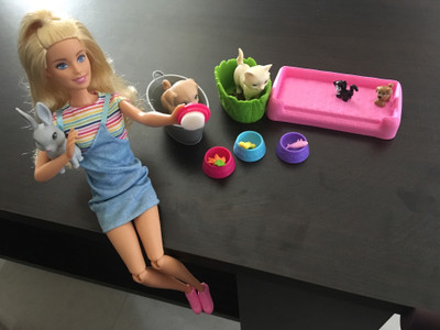 Barbie play and wash pet set sales