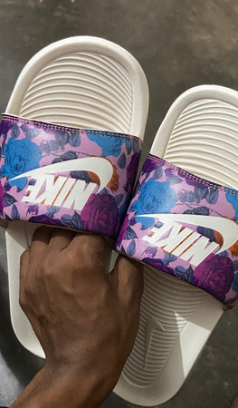 Nike floral slippers discount