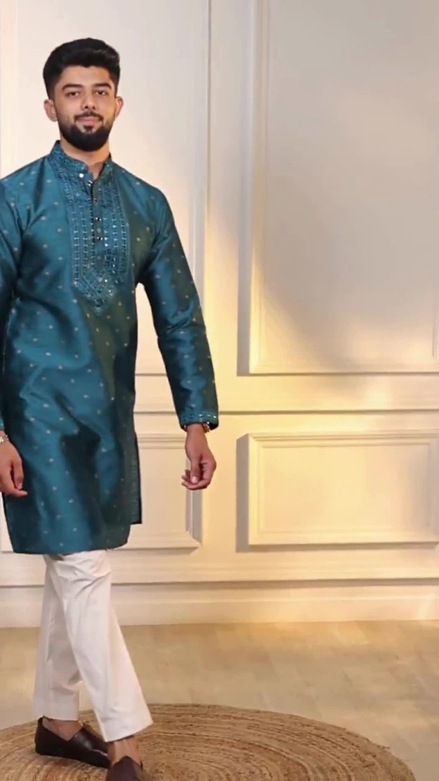 Koshin Embellished, Embroidered Jacquard Straight Kurta for Men (...more - Photo 2
