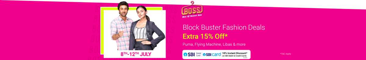 Block Buster Fashion Deals | Extra 15% off | Puma, Flying Machine, Libas & More