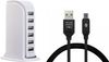 ReTrack 30W Desktop Dock Station 5 Port USB HUB Plug Wall Charger With Android High Speed Data Charging Cable Mobile Charger
