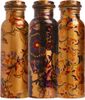 SuttaLife 100% Pure Jointless Airtight Digital Flower Printed Lacquer Coated Copper Water Bottle for Travelling , Storage Hot & Chill Water, 1 Litre, Set of 2, 1000 Bottle