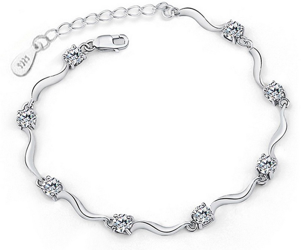 Silver Shoppee Alloy Crystal Silver Coated Bracelet
