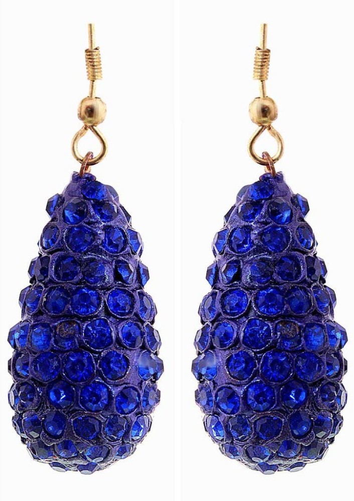 Halowishes Rajasthani Handmade Blue Lakh Jhumka Earring Set Brass Drops & Danglers