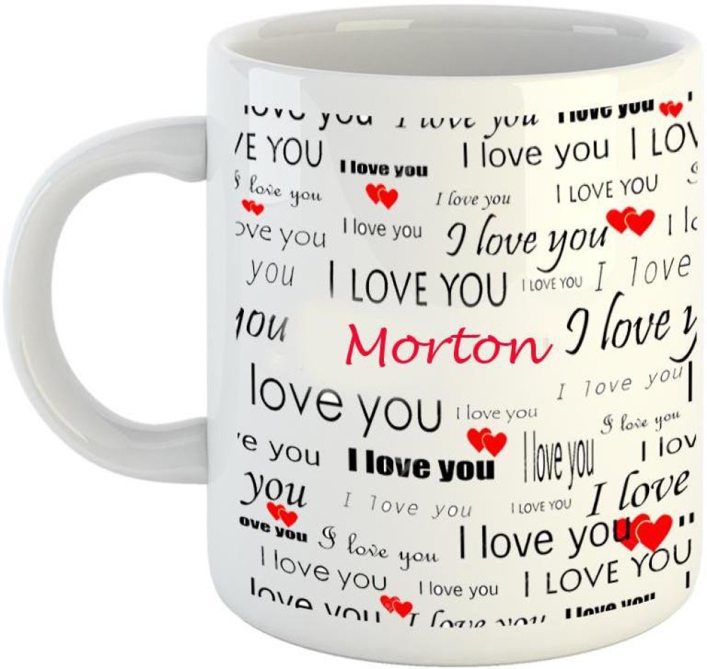 EMERALD Love You White Ceramic I Love You Morton Ceramic Coffee Mug