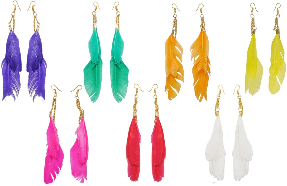 FashMade Tribal Feather (Pack of 7) Alloy Drops & Danglers