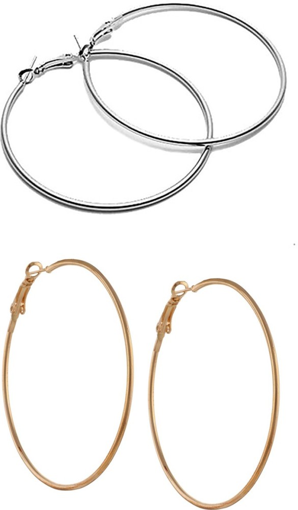 Three Shades Stylish Coloured Plated Hoop/Loop Tungsten Hoop Earring Combo Set of 2 Earring_027 Alloy Hoop Earring