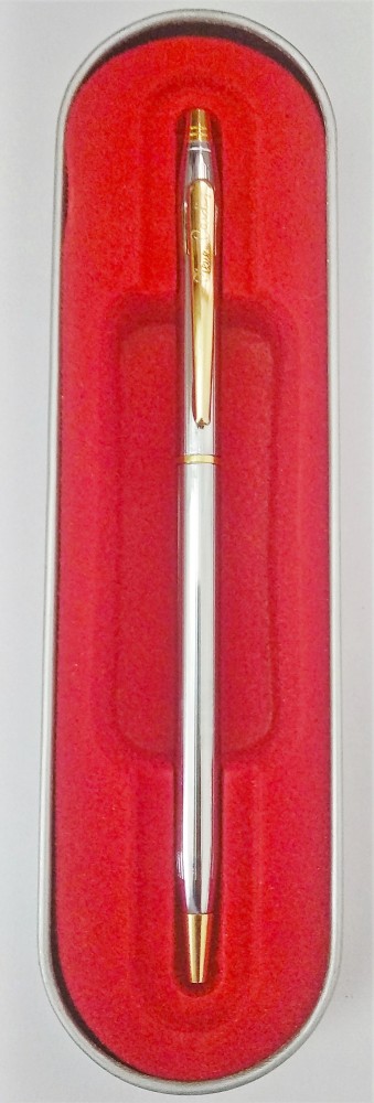 PIERRE CARDIN Kriss White Gold Metal Body Pen, Gold Trim, Ball Pen