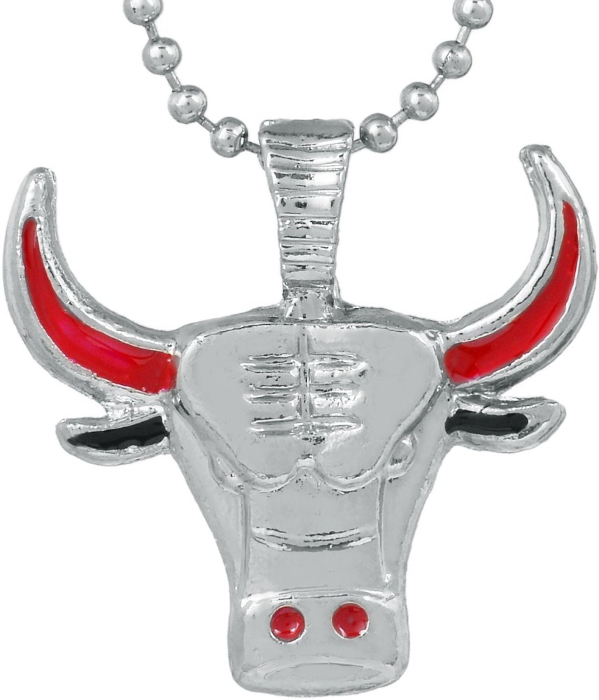 memoir Silver plated Raging bull design locket chain Silver Brass Pendant